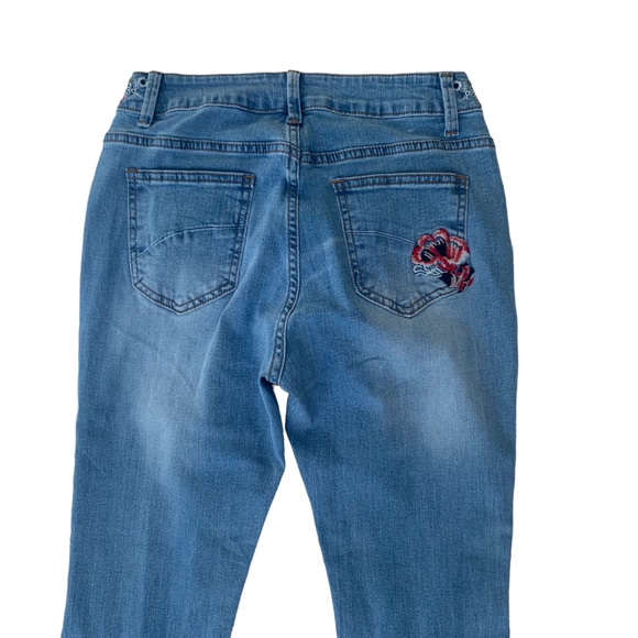 Test Chic Floral Embroidered High-Rise Bell Bottom Flare Denim Jeans 6 Driftwood - Picture 10 of 15